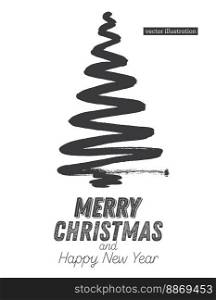 Christmas Tree Sketch Isolated on White Background. Merry Christmas. Vector Illustration.. Christmas Tree Sketch Isolated on White Background.
