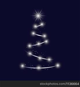 Christmas tree vector. Christmas blue background with tree