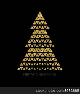 Christmas tree. Vector greeting. Vector illustration gold Christmas tree. Holiday background