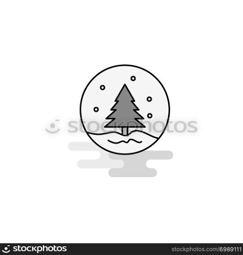 Christmas tree Web Icon. Flat Line Filled Gray Icon Vector