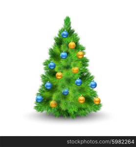 Christmas tree with decoration balls isolated on white background vector illustration. Christmas Tree With Balls