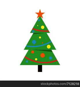 Christmas tree with star isolated in white background. Christmas tree with star