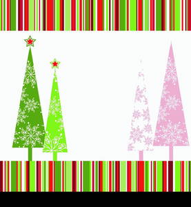 Christmas tree with star on colorful stripe background