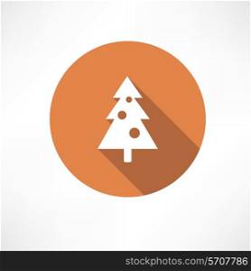 Christmas tree with toys icon Flat modern style vector illustration