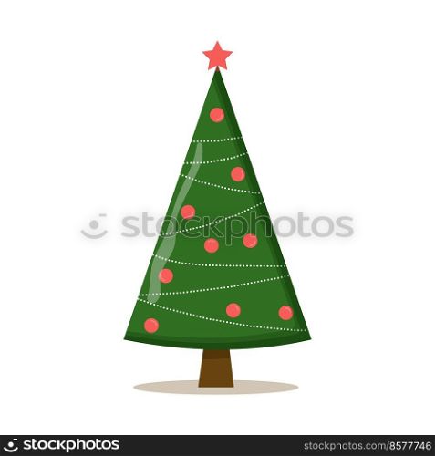 Christmas tree with tree ball and tree toy. Flat vector illustration.. Christmas tree with tree ball and tree toy. Flat vector illustration