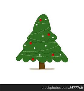 Christmas tree with tree ball and tree toy. Flat vector illustration.. Christmas tree with tree ball and tree toy. Flat vector illustration