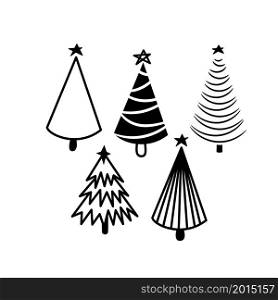 Christmas trees icon set hand drawn and line icon simple design for card designs. Christmas trees icon set hand drawn and line icon simple design for card designs.