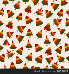 christmas trees icons seamless pattern