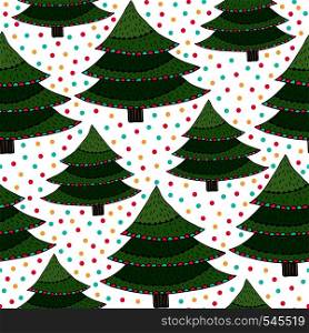 Christmas trees seamless pattern. Green vector wrapping texture with New Year trees. Bright background for holiday decoration.. Christmas trees seamless pattern. Green vector wrapping texture with New Year trees. Bright background for holiday decoration