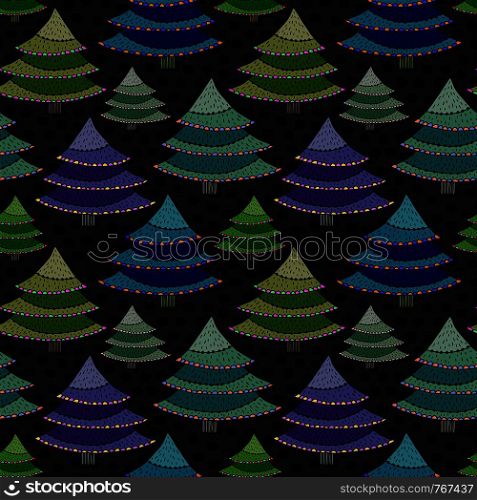 Christmas trees seamless pattern. Vector wrapping texture for New Year holidays. Bright colorful background. Christmas trees seamless pattern. Vector wrapping texture for New Year holidays. Bright colorful background.