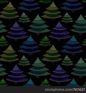 Christmas trees seamless pattern. Vector wrapping texture for New Year holidays. Bright colorful background. Christmas trees seamless pattern. Vector wrapping texture for New Year holidays. Bright colorful background.