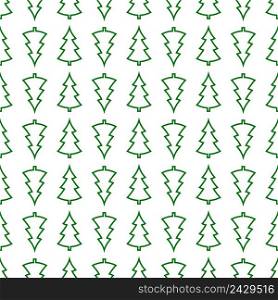 Christmas trees seamless pattern, wallpaper background for gift wrapping, vector new year pattern, Christmas tree, pine green outline