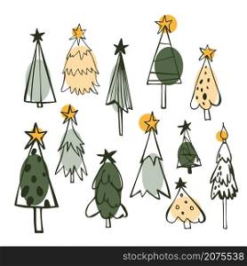 Christmas Trees. Vector sketch illustration . Christmas Trees. Vector illustration