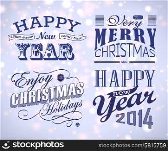 Christmas typography collection Set of calligraphic and typographic elements. Christmas decoration collection
