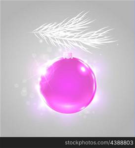 Christmas vector background with shining pink ball