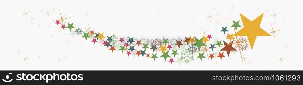 Christmas vector header. Comet and stars, background