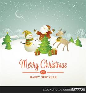 Christmas vector illustration with snowman EPS 10. Christmas vector illustration with snowman