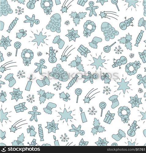 Christmas vector seamless pattern. Colorful Xmas background. Christmas vector seamless pattern. Colorful Xmas background, cute style