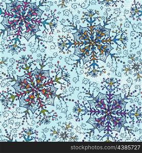 Christmas vector seamless pattern with abstract snowflakes