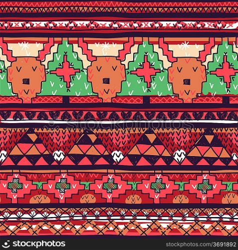 Christmas vector seamless pattern with knitted deers