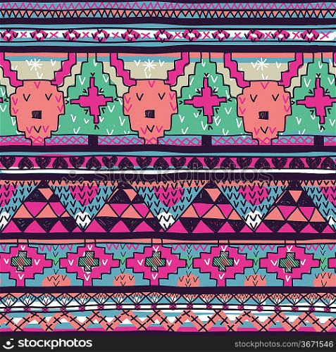 Christmas vector seamless pattern with knitted deers and ornaments