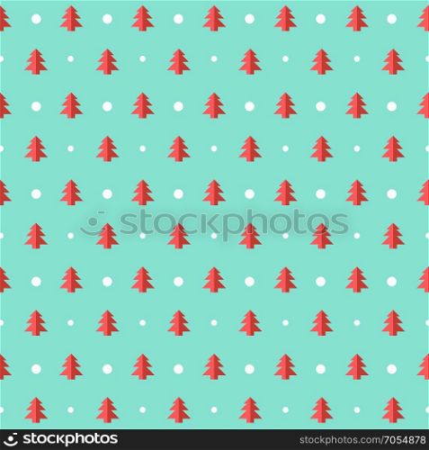 Christmas vector seamless pattern with trees and snow. Xmas simple texture. Wrapping paper. Vector illustration