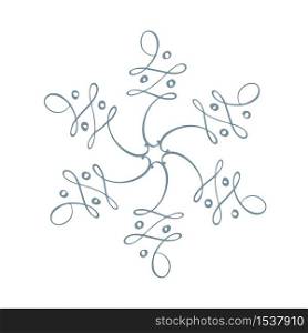 Christmas vintage calligraphic snowflake. Xmas decorative design element in retro style, isolated winter vector illustration.. Christmas vintage calligraphic snowflake. Xmas decorative design element in retro style, isolated winter vector illustration