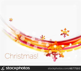 Christmas wave abstract background, curve line with snowflakes