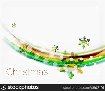 Christmas wave abstract background, curve line with snowflakes