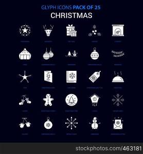 Christmas White icon over Blue background. 25 Icon Pack