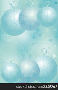 Christmas / Winter Background - Christmas Balls and Snowflakes on Light Blue Background