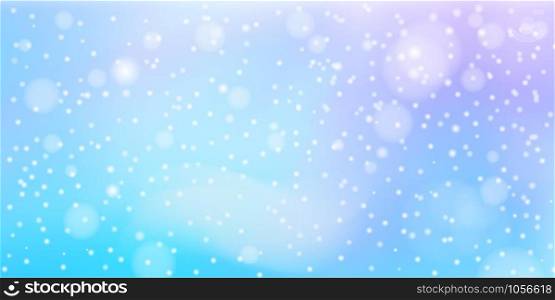 Christmas winter background, snowy Happy New Year backdrop. Fantasy holiday wallpaper with snowflakes. Bright vector design.