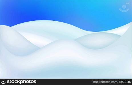 Christmas winter background, snowy Happy New Year backdrop. Fantasy holiday with snow hills. Bright vector design.