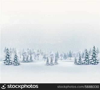 Christmas winter landscape background. Vector.