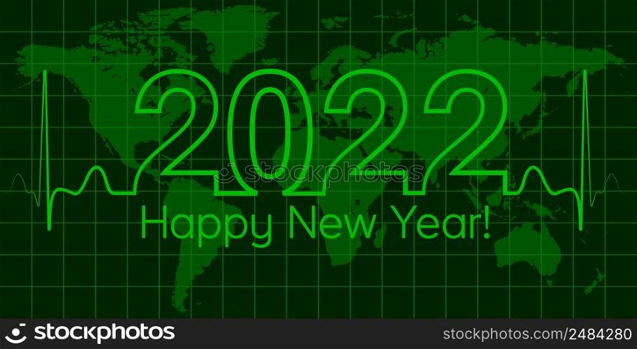 Christmas world map banner, 2022 happy new year