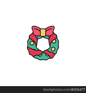 Christmas wreath creative icon multicolor line Vector Image