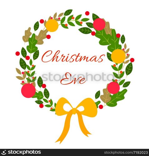 Christmas wreath flat design. Unique design for your greeting cards, banners, flyers. Vector illustration in modern style.. Christmas wreath flat design. Unique design for your greeting cards, banners