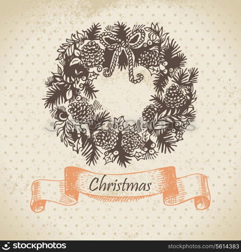 Christmas wreath. Hand drawn illustration