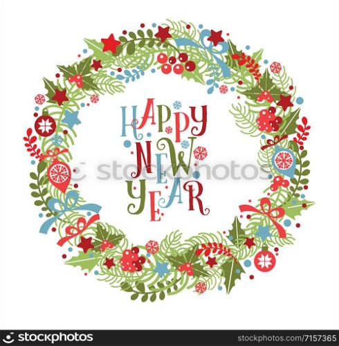 Christmas wreath. Holiday vector background