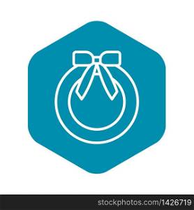 Christmas wreath icon. Outline christmas wreath vector icon for web design isolated on black background. Christmas wreath icon, outline style