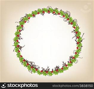 Christmas Wreath on vintage background