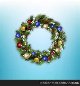 Christmas wreath with bells. Christmas wreath with bells and a red bow and a greeting text