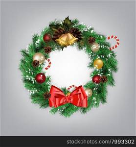 Christmas wreath with bells. Christmas wreath with bells and a red bow