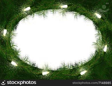 Christmas Wreath with Glowing Christmas Lights
