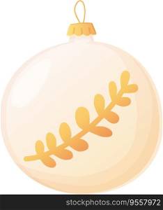 Christmas Yellow transparent elegant traditional and modern ball with branch in realistic cartoon style.. Christmas Yellow transparent traditional ball with branch in realistic cartoon style.