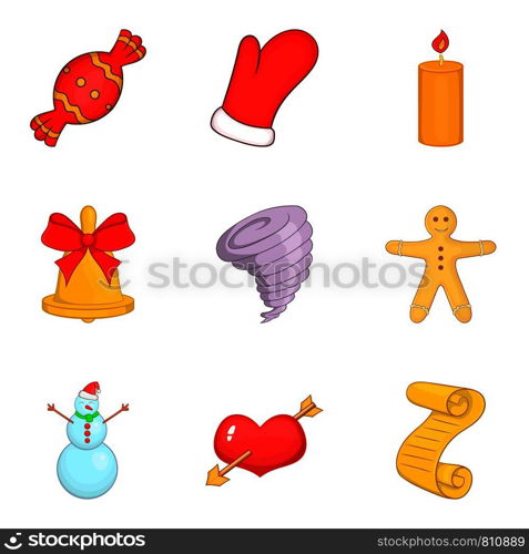 Christmassy icons set. Cartoon set of 9 christmassy vector icons for web isolated on white background. Christmassy icons set, cartoon style