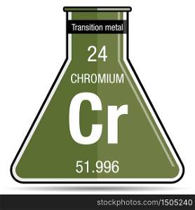Chromium symbol on chemical flask. Element number 24 of the Periodic Table of the Elements - Chemistry