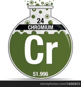 Chromium symbol on chemical round flask. Element number 24 of the Periodic Table of the Elements - Chemistry. Vector image