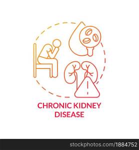 Chronic kidney disease concept icon. Hypertension cause abstract idea thin line illustration. Organ inflammation. Health problem. Low red blood cells. Vector isolated outline color drawing. Chronic kidney disease concept icon