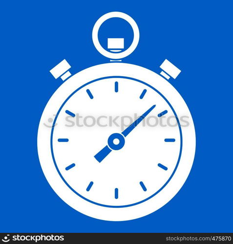 Chronometer icon white isolated on blue background vector illustration. Chronometer icon white